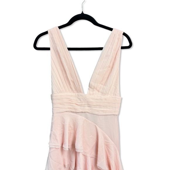 Alice + Olivia Holly ruffled dress high low Blush Pink gown maxi party Revolve 2 - Picture 9 of 10